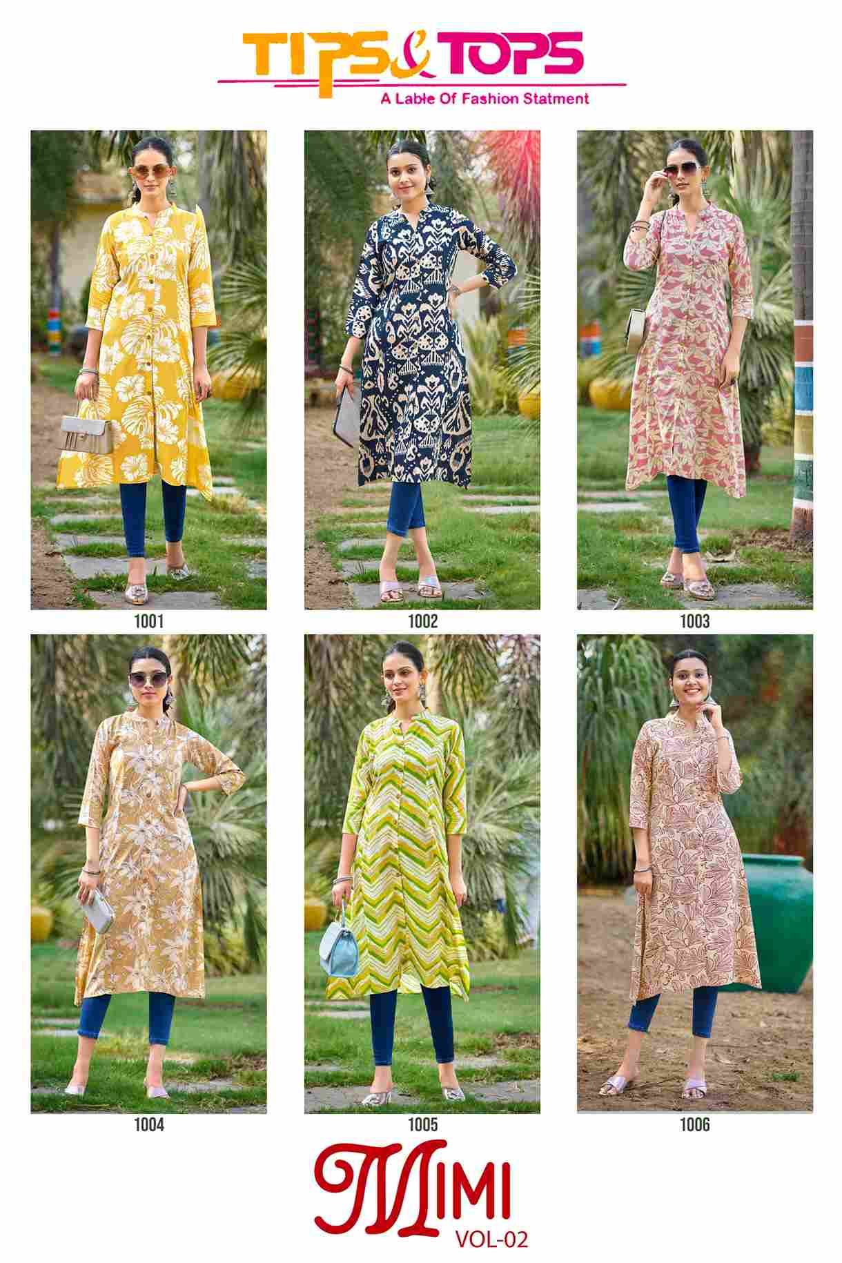 Mimi Vol-2 By Tips And Tops 1001 To 1006 Series Designer Stylish Fancy Colorful Beautiful Party Wear & Ethnic Wear Collection Heavy Rayon Kurtis At Wholesale Price