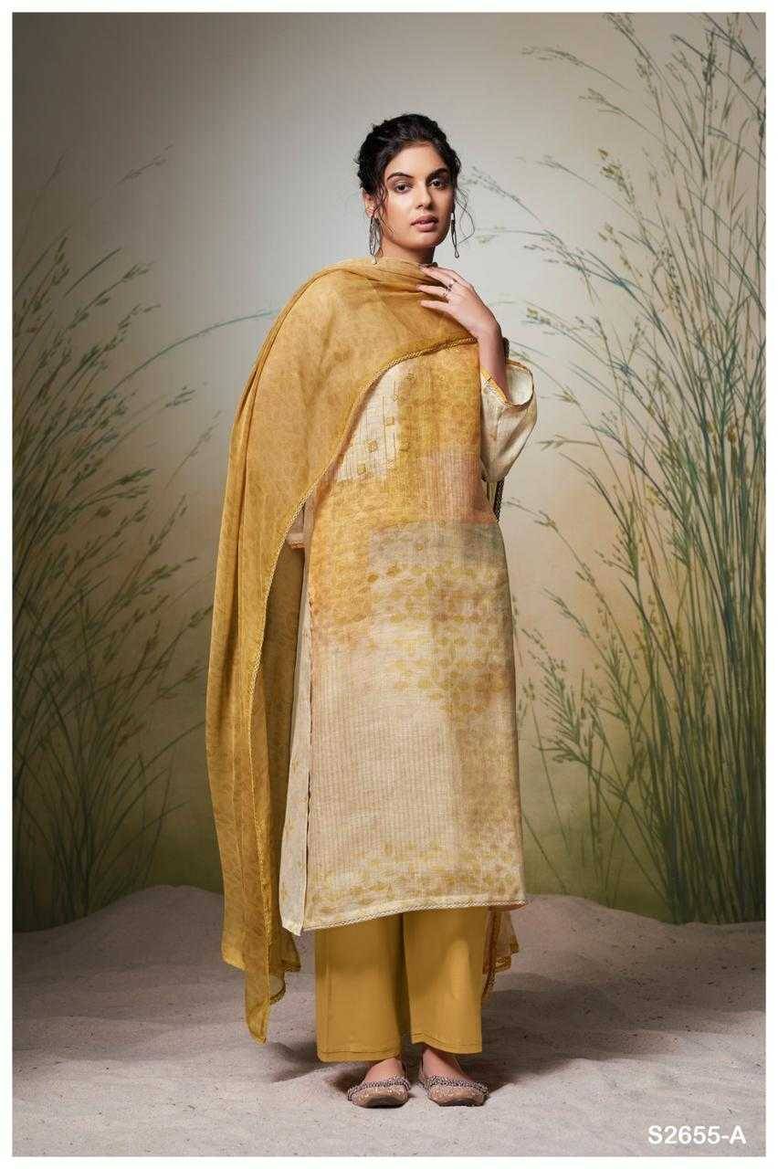 Emiliana-2655 By Ganga Fashion 2655-A To 2655-D Series Designer Festive Suits Beautiful Fancy Colorful Stylish Party Wear & Occasional Wear Pure Linen Dresses At Wholesale Price