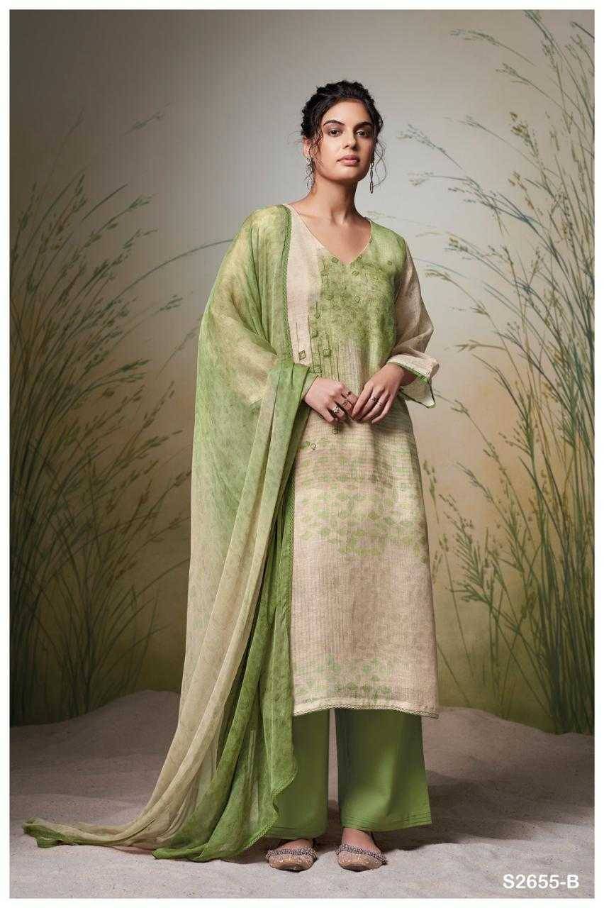 Emiliana-2655 By Ganga Fashion 2655-A To 2655-D Series Designer Festive Suits Beautiful Fancy Colorful Stylish Party Wear & Occasional Wear Pure Linen Dresses At Wholesale Price