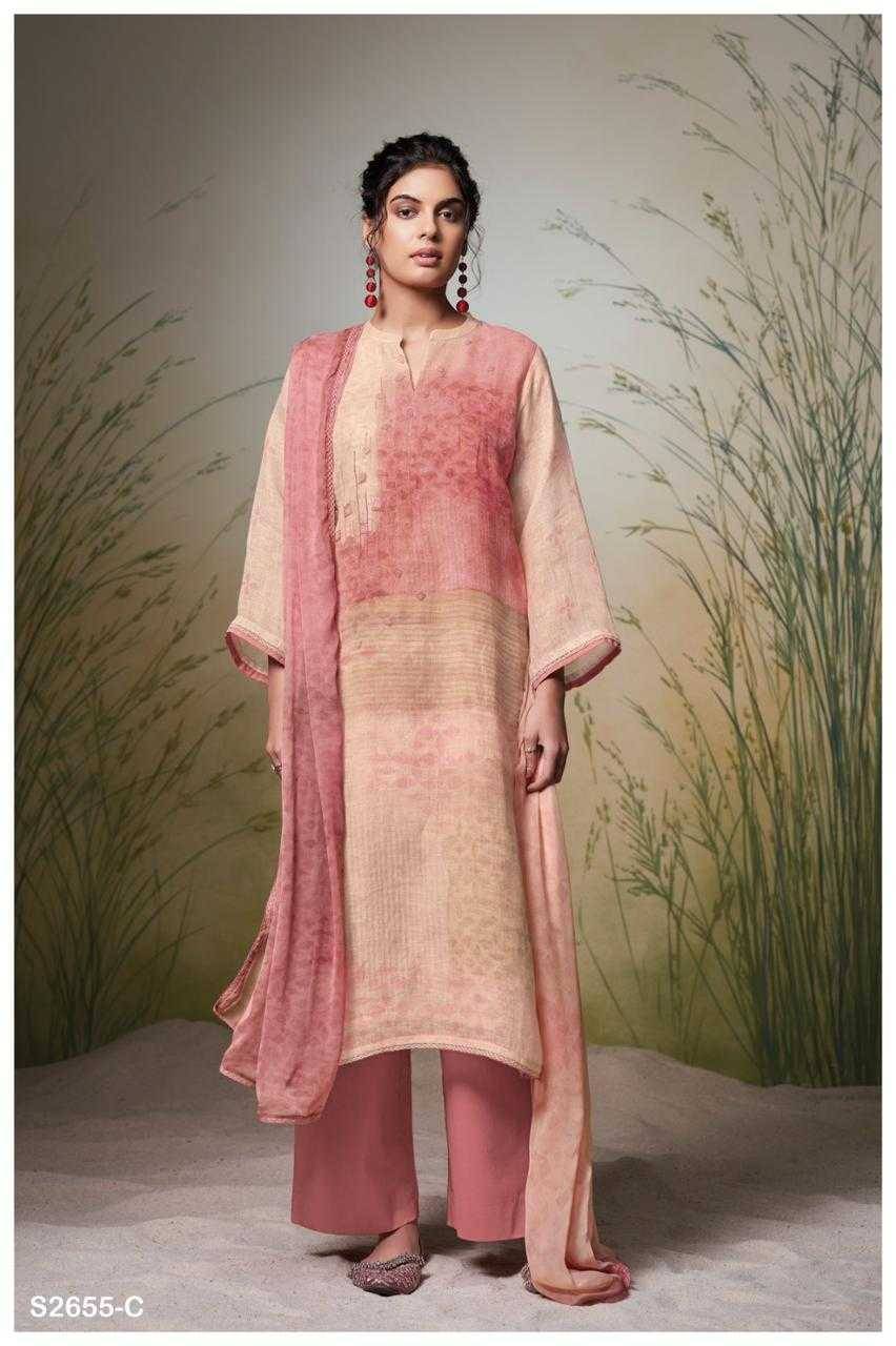 Emiliana-2655 By Ganga Fashion 2655-A To 2655-D Series Designer Festive Suits Beautiful Fancy Colorful Stylish Party Wear & Occasional Wear Pure Linen Dresses At Wholesale Price