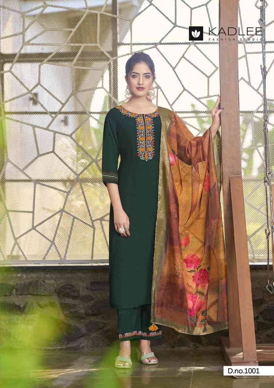 Nazakat By Kadlee 1001 To 1006 Series Beautiful Stylish Festive Suits Fancy Colorful Casual Wear & Ethnic Wear & Ready To Wear Viscose Embroidered Dresses At Wholesale Price