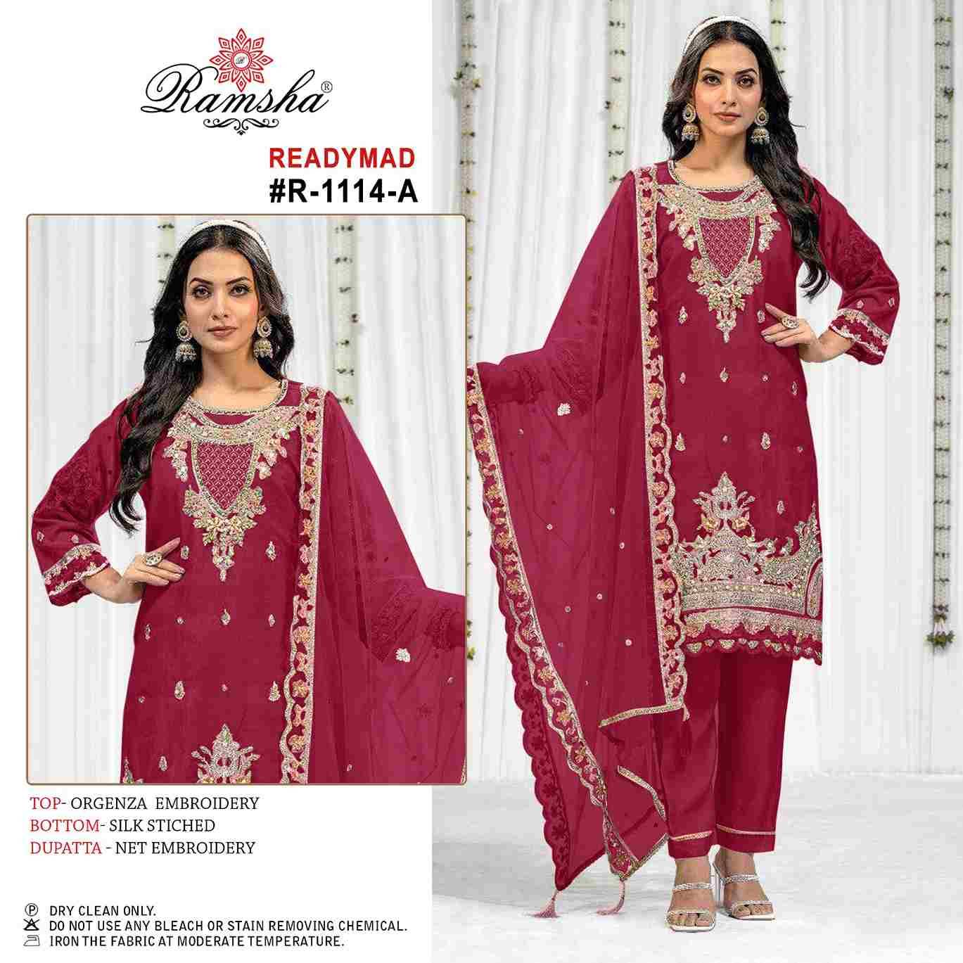 Ramsha 1114 Colours By Ramsha 1114-A To 1114-D Series Beautiful Pakistani Suits Colorful Stylish Fancy Casual Wear & Ethnic Wear Organza Dresses At Wholesale Price