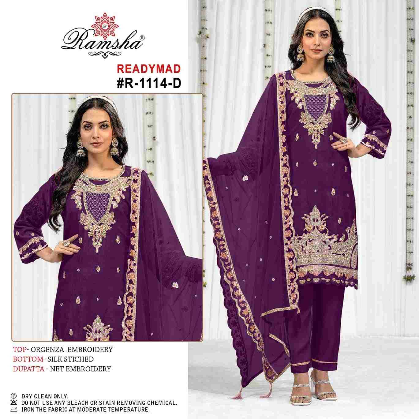 Ramsha 1114 Colours By Ramsha 1114-A To 1114-D Series Beautiful Pakistani Suits Colorful Stylish Fancy Casual Wear & Ethnic Wear Organza Dresses At Wholesale Price