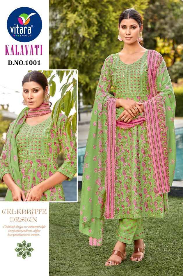 Kalavati By Vitara 1001 To 1004 Series Beautiful Stylish Festive Suits Fancy Colorful Casual Wear & Ethnic Wear & Ready To Wear Heavy Cotton Dresses At Wholesale Price