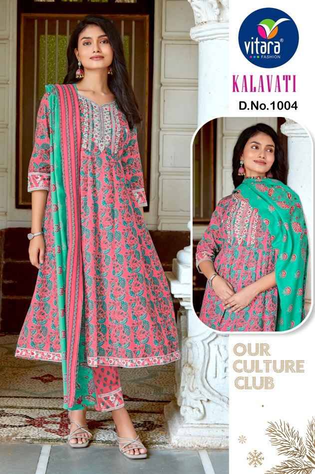 Kalavati By Vitara 1001 To 1004 Series Beautiful Stylish Festive Suits Fancy Colorful Casual Wear & Ethnic Wear & Ready To Wear Heavy Cotton Dresses At Wholesale Price