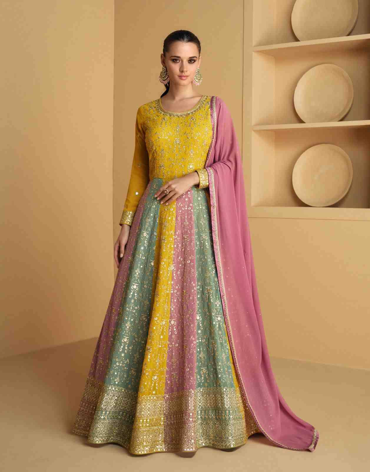 Tareef By Aashirwad Creation 9971 To 9973 Series Designer Stylish Fancy Colorful Beautiful Party Wear & Ethnic Wear Collection Georgette Gown With Bottom At Wholesale Price