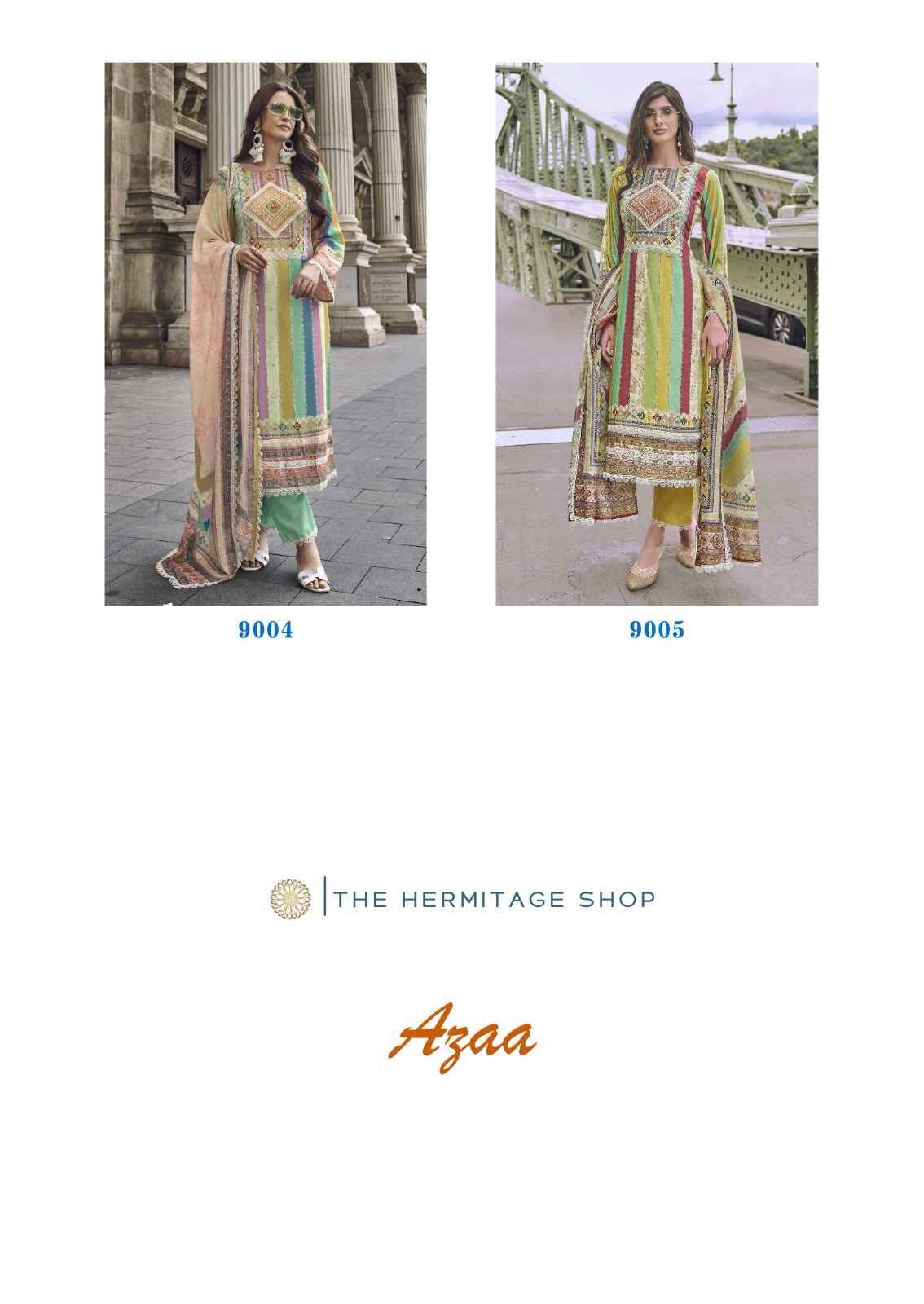 Azaa By The Hermitage Shop 9000 To 9005 Series Beautiful Festive Suits Stylish Fancy Colorful Casual Wear & Ethnic Wear Pure Cotton Print Dresses At Wholesale Price