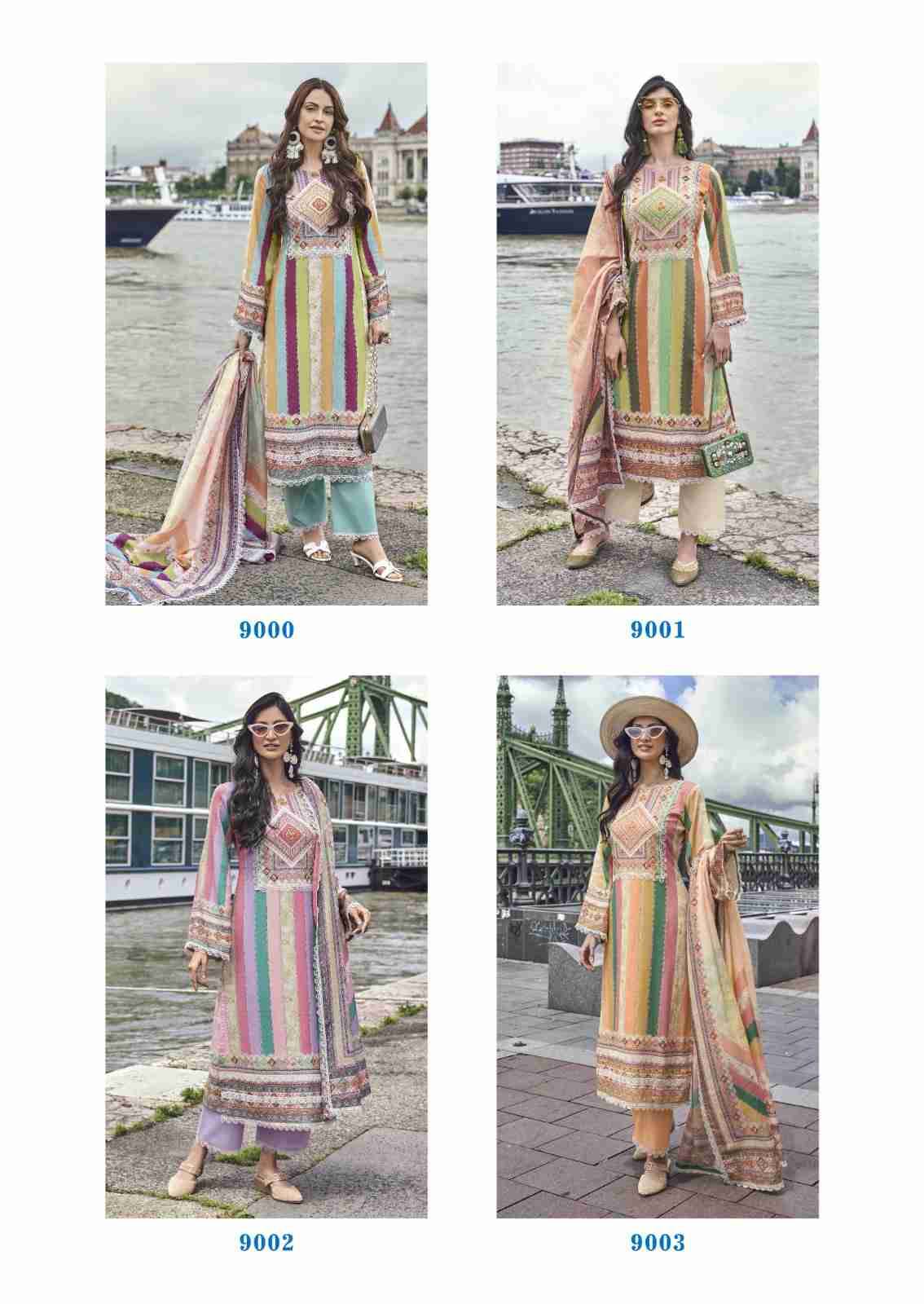 Azaa By The Hermitage Shop 9000 To 9005 Series Beautiful Festive Suits Stylish Fancy Colorful Casual Wear & Ethnic Wear Pure Cotton Print Dresses At Wholesale Price