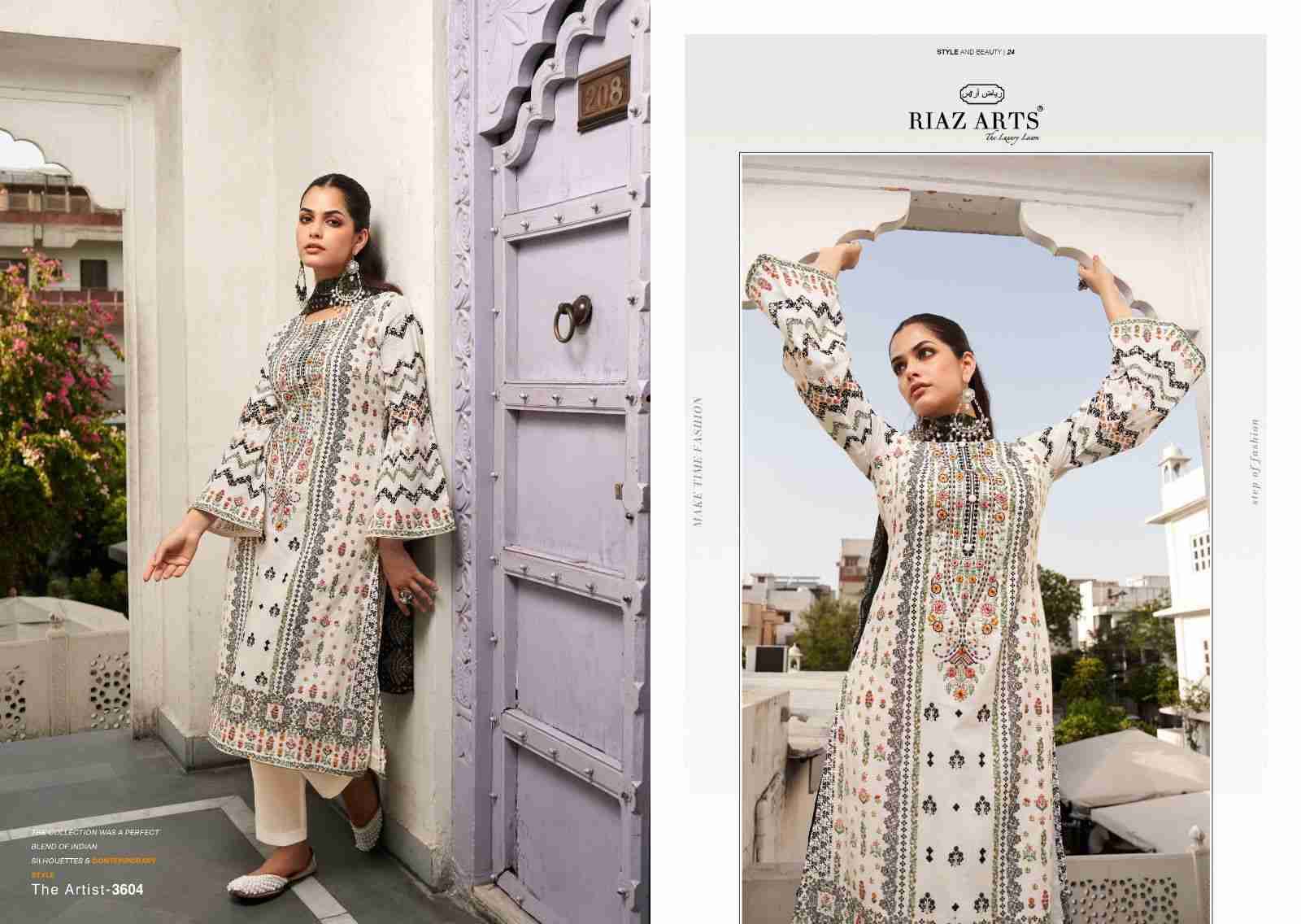 The Artist Vol-2 By Riaz Arts 3601 To 3608 Series Beautiful Festive Suits Stylish Fancy Colorful Casual Wear & Ethnic Wear Pure Lawn Print Dresses At Wholesale Price