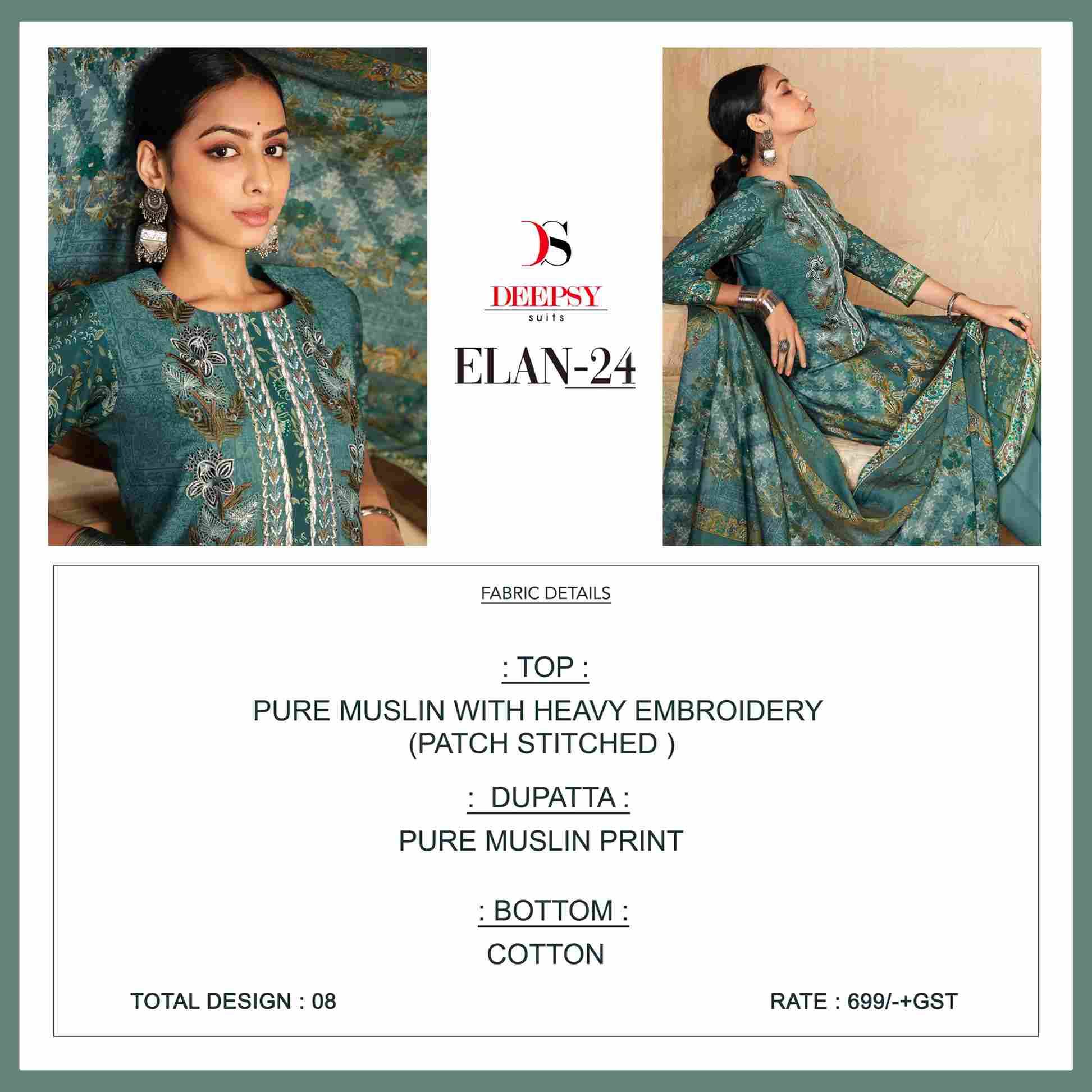 Elan-24 By Deepsy Suits 39001 To 39008 Series Designer Pakistani Suits Beautiful Stylish Fancy Colorful Party Wear & Occasional Wear Pure Muslin Dresses At Wholesale Price