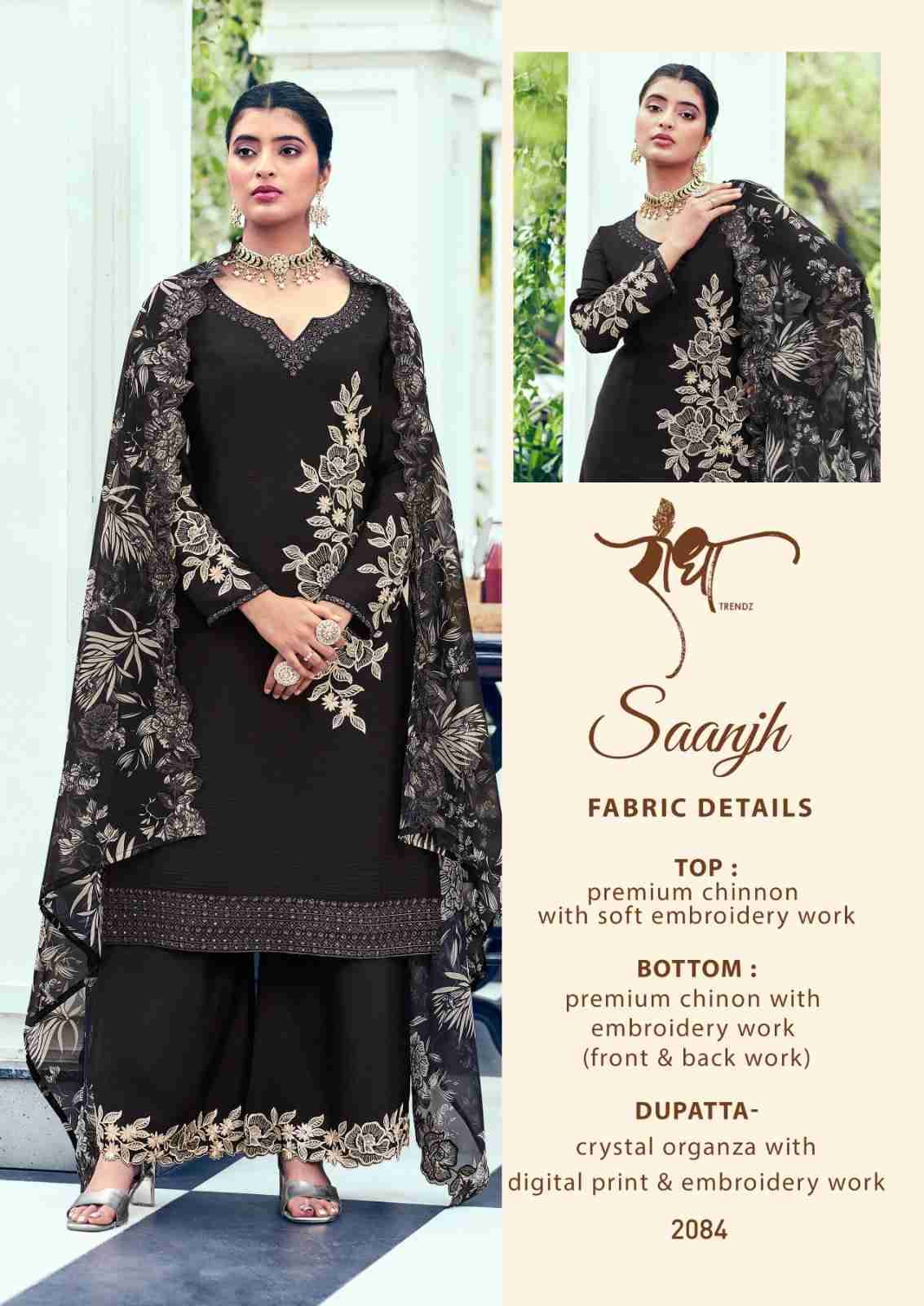 Saanjh By Radha Trendz 2081 To 2085 Series Beautiful Festive Suits Colorful Stylish Fancy Casual Wear & Ethnic Wear Pure Chinnon Dresses At Wholesale Price