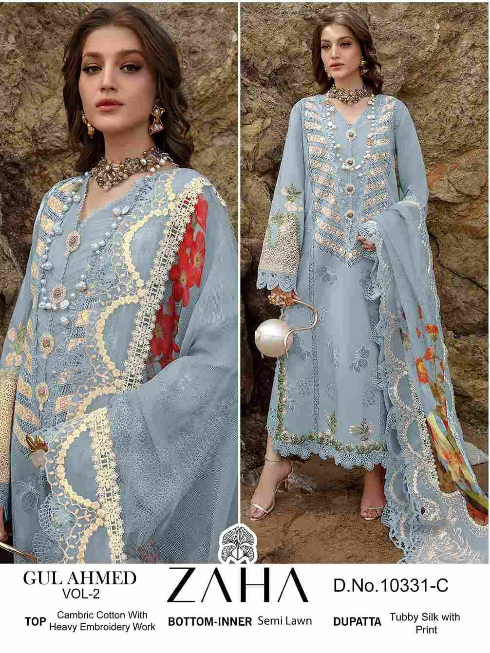 Gul Ahmed Vol-2 By Zaha 10331-A To 10331-D Series Beautiful Pakistani Suits Stylish Fancy Colorful Party Wear & Occasional Wear Cambric Cotton With Embroidery Dresses At Wholesale Price