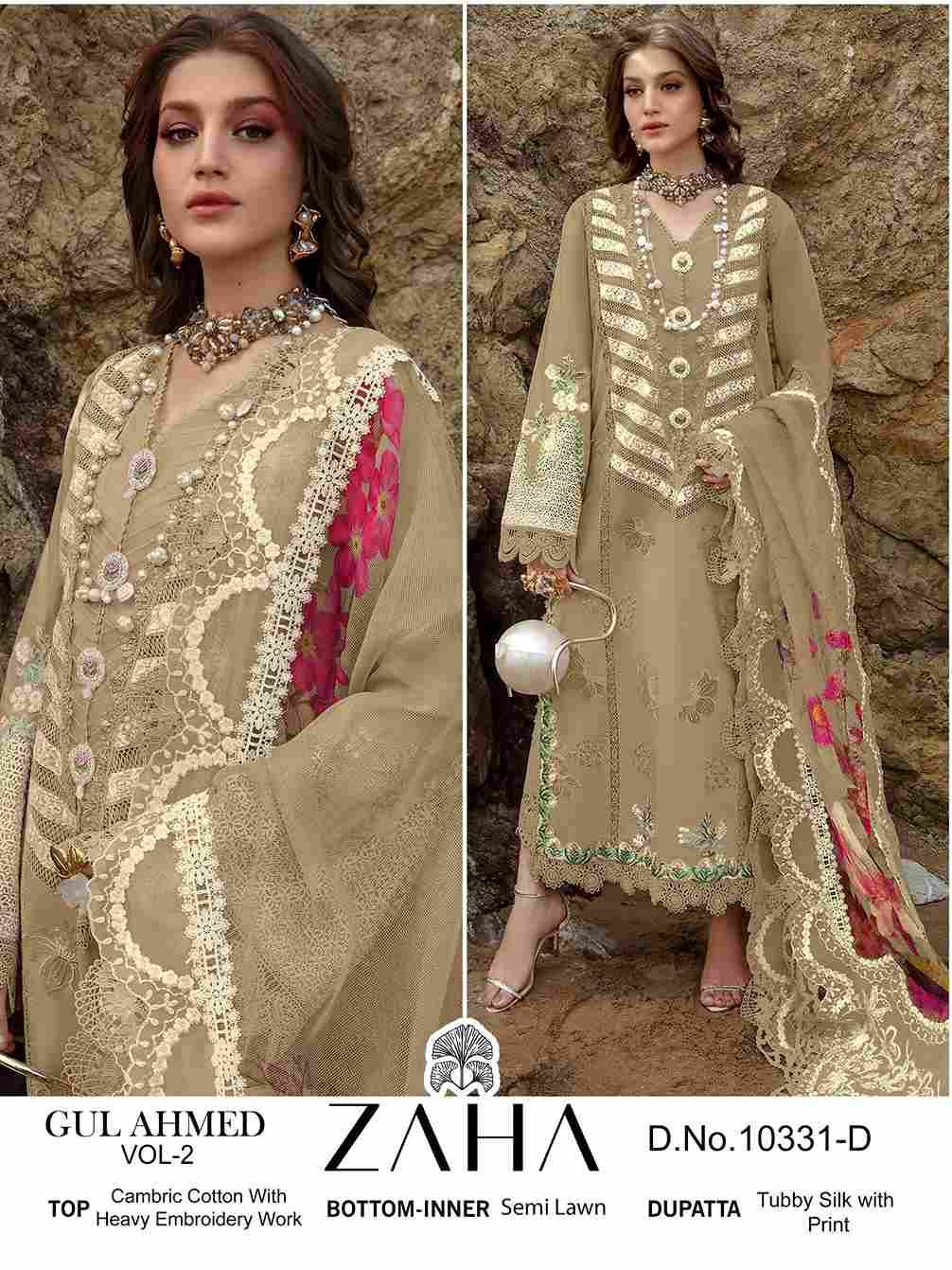 Gul Ahmed Vol-2 By Zaha 10331-A To 10331-D Series Beautiful Pakistani Suits Stylish Fancy Colorful Party Wear & Occasional Wear Cambric Cotton With Embroidery Dresses At Wholesale Price