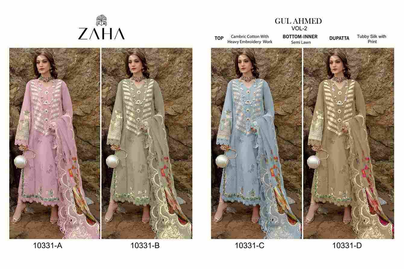 Gul Ahmed Vol-2 By Zaha 10331-A To 10331-D Series Beautiful Pakistani Suits Stylish Fancy Colorful Party Wear & Occasional Wear Cambric Cotton With Embroidery Dresses At Wholesale Price