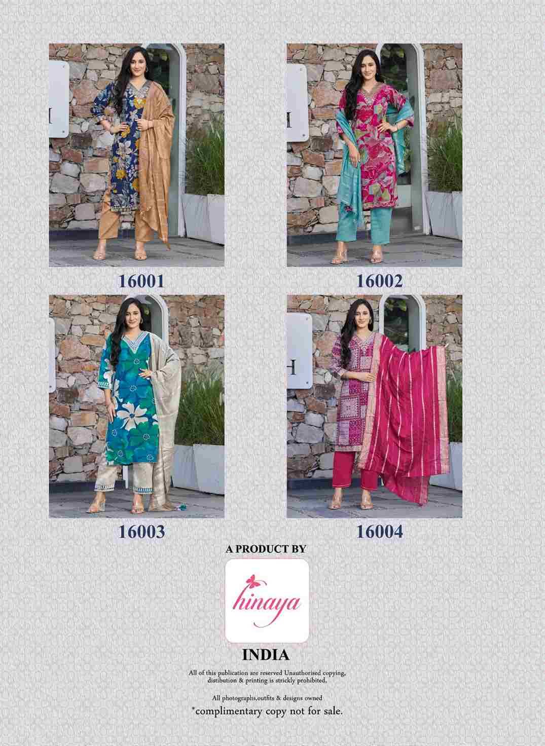 Heer Vol-2 By Hinaya 16001 To 16004 Series Designer Festive Suits Beautiful Fancy Colorful Stylish Party Wear & Occasional Wear Modal Print Dresses At Wholesale Price