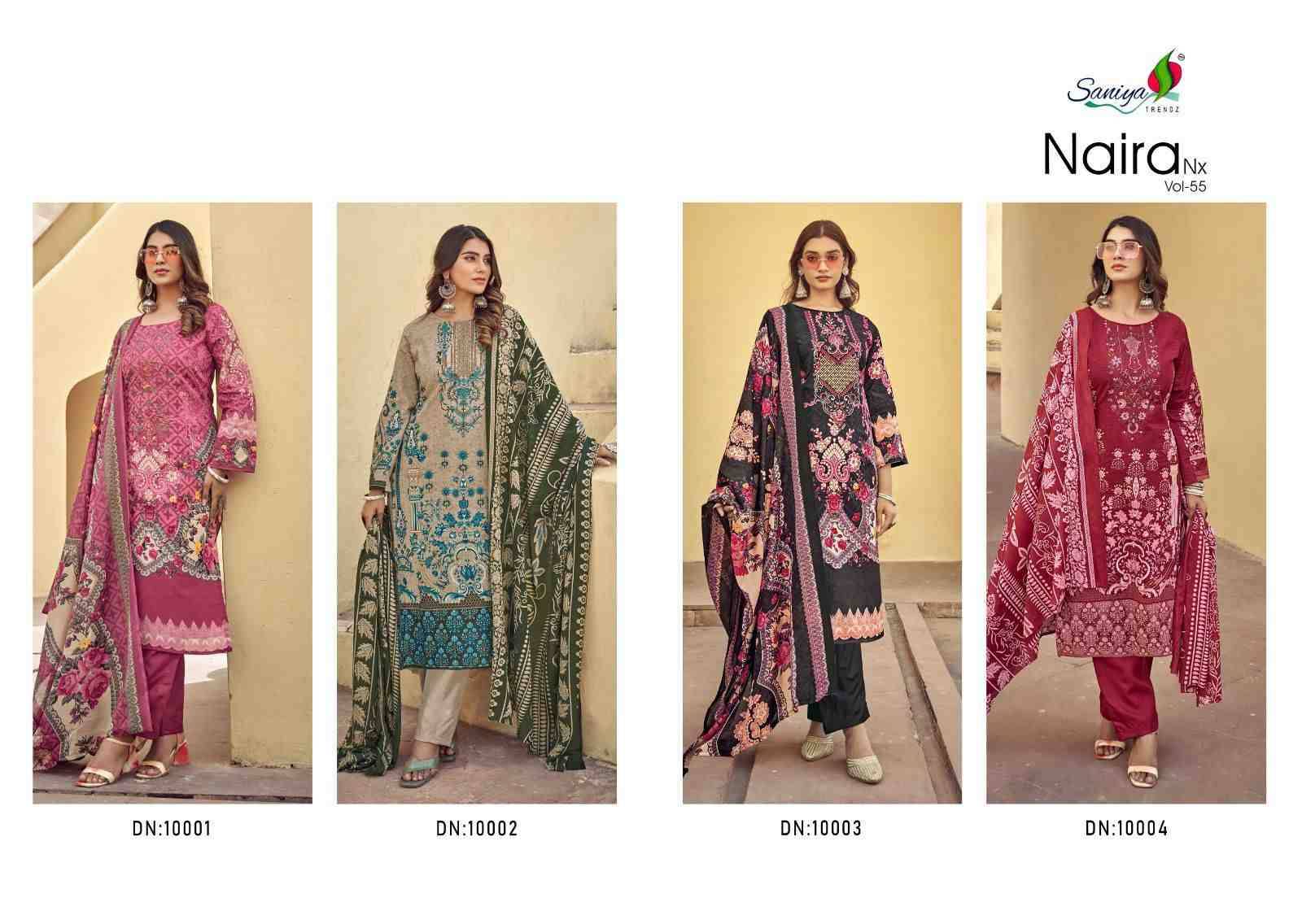 Naira Vol-55 Nx By Saniya Trendz 10001 To 10004 Series Beautiful Festive Suits Stylish Fancy Colorful Casual Wear & Ethnic Wear Pure Cotton Print Dresses At Wholesale Price