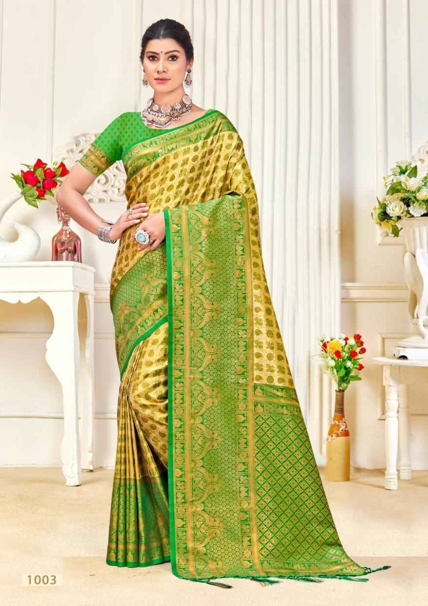 Kalanidhi Vol-4 By Bunawat 1001 To 1006 Series Indian Traditional Wear Collection Beautiful Stylish Fancy Colorful Party Wear & Occasional Wear Kanjivaram Silk Sarees At Wholesale Price