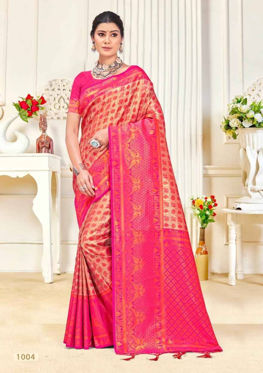 Kalanidhi Vol-4 By Bunawat 1001 To 1006 Series Indian Traditional Wear Collection Beautiful Stylish Fancy Colorful Party Wear & Occasional Wear Kanjivaram Silk Sarees At Wholesale Price