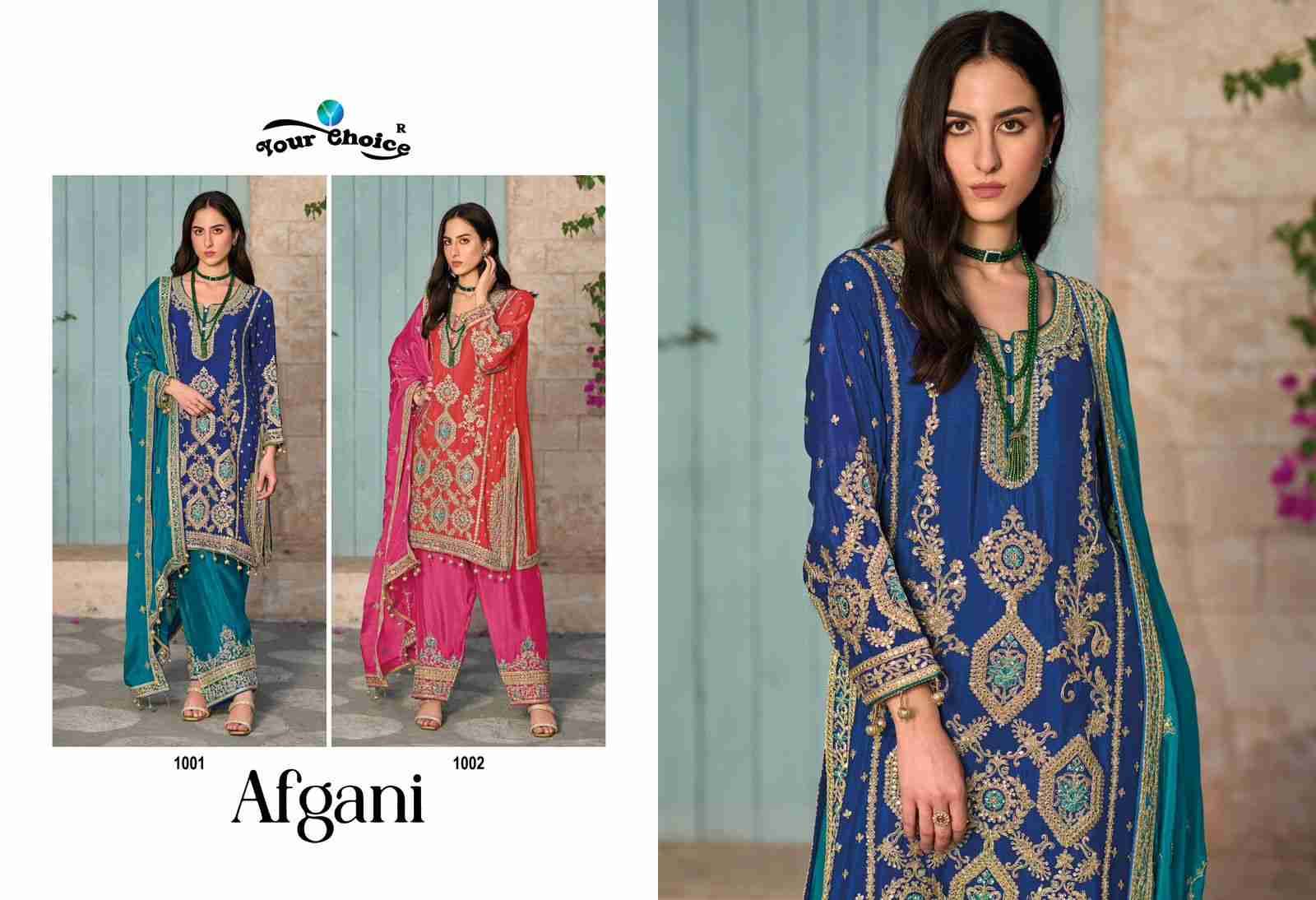 Afgani By Your Choice 1001 To 1002 Series Festive Suits Beautiful Fancy Colorful Stylish Party Wear & Occasional Wear Pure Chinnon Dresses At Wholesale Price