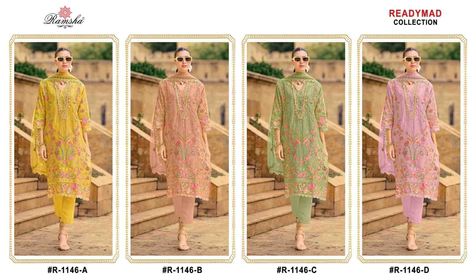 Ramsha 1146 Colours By Ramsha 1146-A To 1146-D Series Beautiful Pakistani Suits Colorful Stylish Fancy Casual Wear & Ethnic Wear Organza Dresses At Wholesale Price