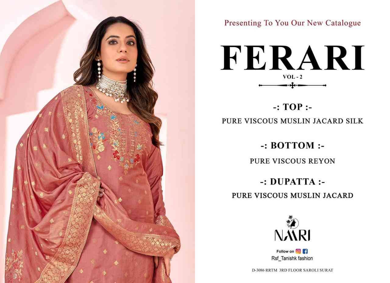 Ferari Vol-2 By Naari 78001 To 78004 Series Beautiful Stylish Festive Suits Fancy Colorful Casual Wear & Ethnic Wear & Ready To Wear Pure Muslin Jacquard Print Dresses At Wholesale Price