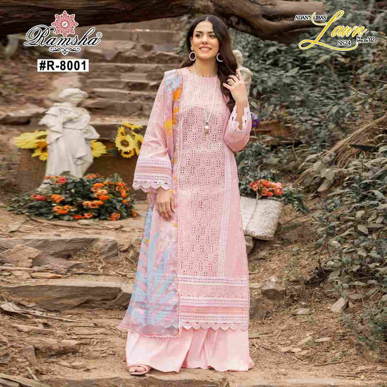 Adans Libas By Ramsha 8001 To 8005 Series Beautiful Pakistani Suits Colorful Stylish Fancy Casual Wear & Ethnic Wear Cambric Dresses At Wholesale Price