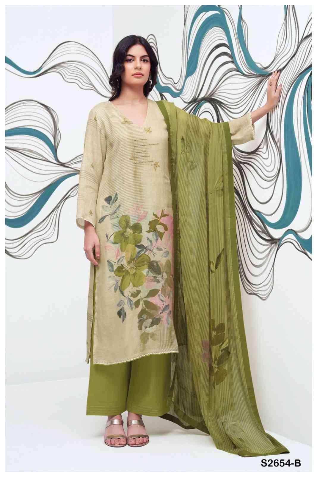 Winona-2654 By Ganga Fashion 2654-A To 2654-D Series Beautiful Festive Suits Colorful Stylish Fancy Casual Wear & Ethnic Wear Premium Linen Dresses At Wholesale Price