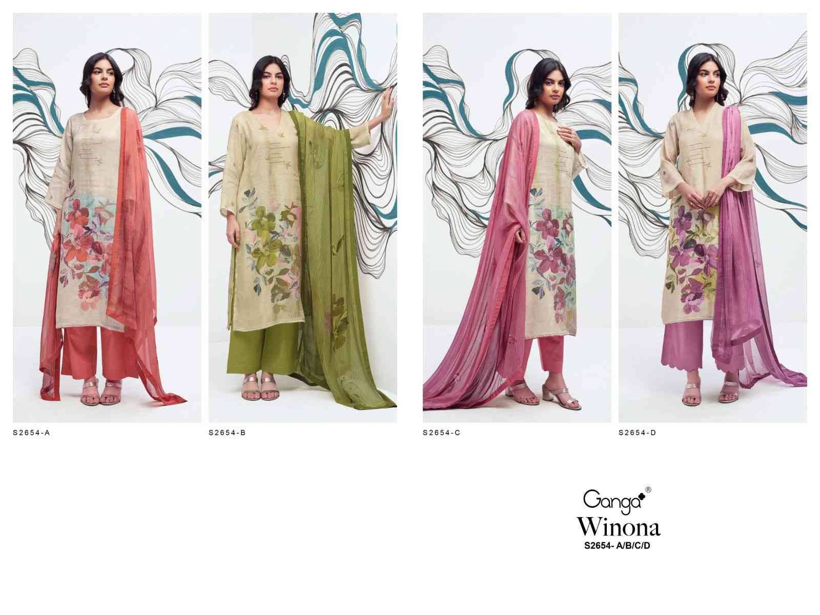 Winona-2654 By Ganga Fashion 2654-A To 2654-D Series Beautiful Festive Suits Colorful Stylish Fancy Casual Wear & Ethnic Wear Premium Linen Dresses At Wholesale Price