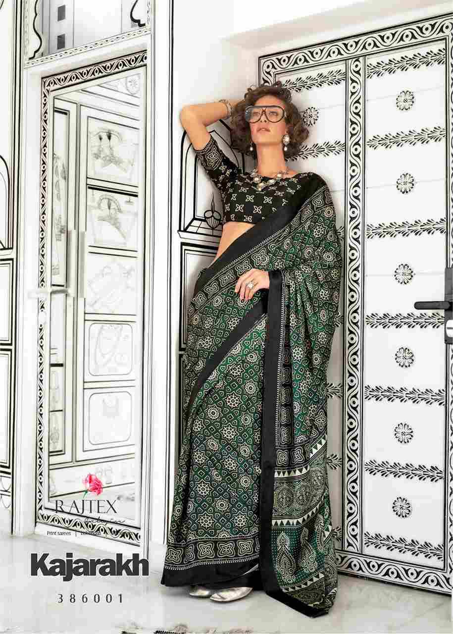 Kajarakh By Raj Tex 386001 To 386010 Series Indian Traditional Wear Collection Beautiful Stylish Fancy Colorful Party Wear & Occasional Wear Satin Crepe Sarees At Wholesale Price