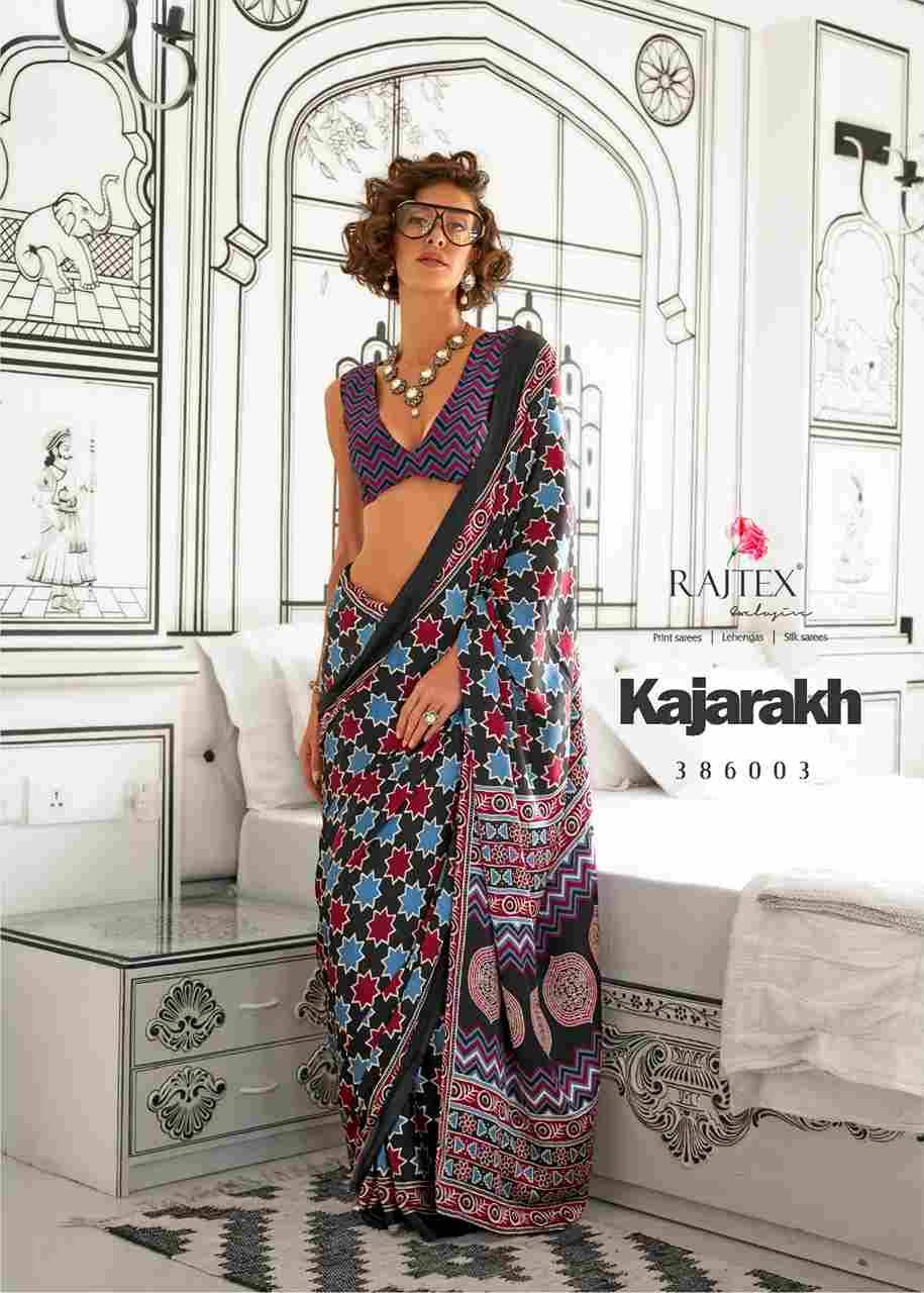 Kajarakh By Raj Tex 386001 To 386010 Series Indian Traditional Wear Collection Beautiful Stylish Fancy Colorful Party Wear & Occasional Wear Satin Crepe Sarees At Wholesale Price