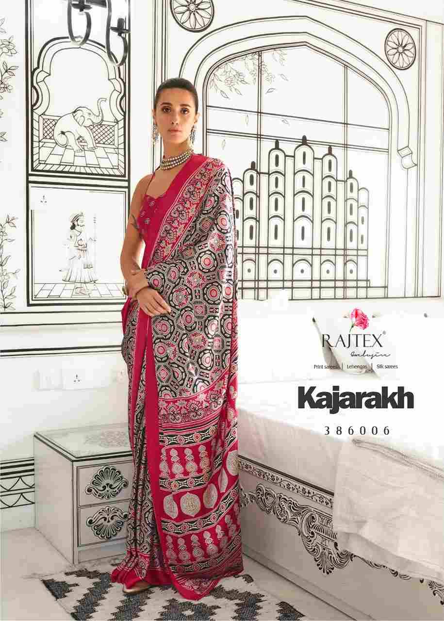 Kajarakh By Raj Tex 386001 To 386010 Series Indian Traditional Wear Collection Beautiful Stylish Fancy Colorful Party Wear & Occasional Wear Satin Crepe Sarees At Wholesale Price