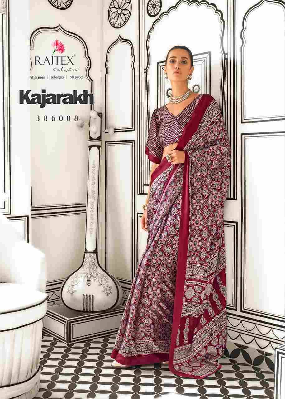 Kajarakh By Raj Tex 386001 To 386010 Series Indian Traditional Wear Collection Beautiful Stylish Fancy Colorful Party Wear & Occasional Wear Satin Crepe Sarees At Wholesale Price