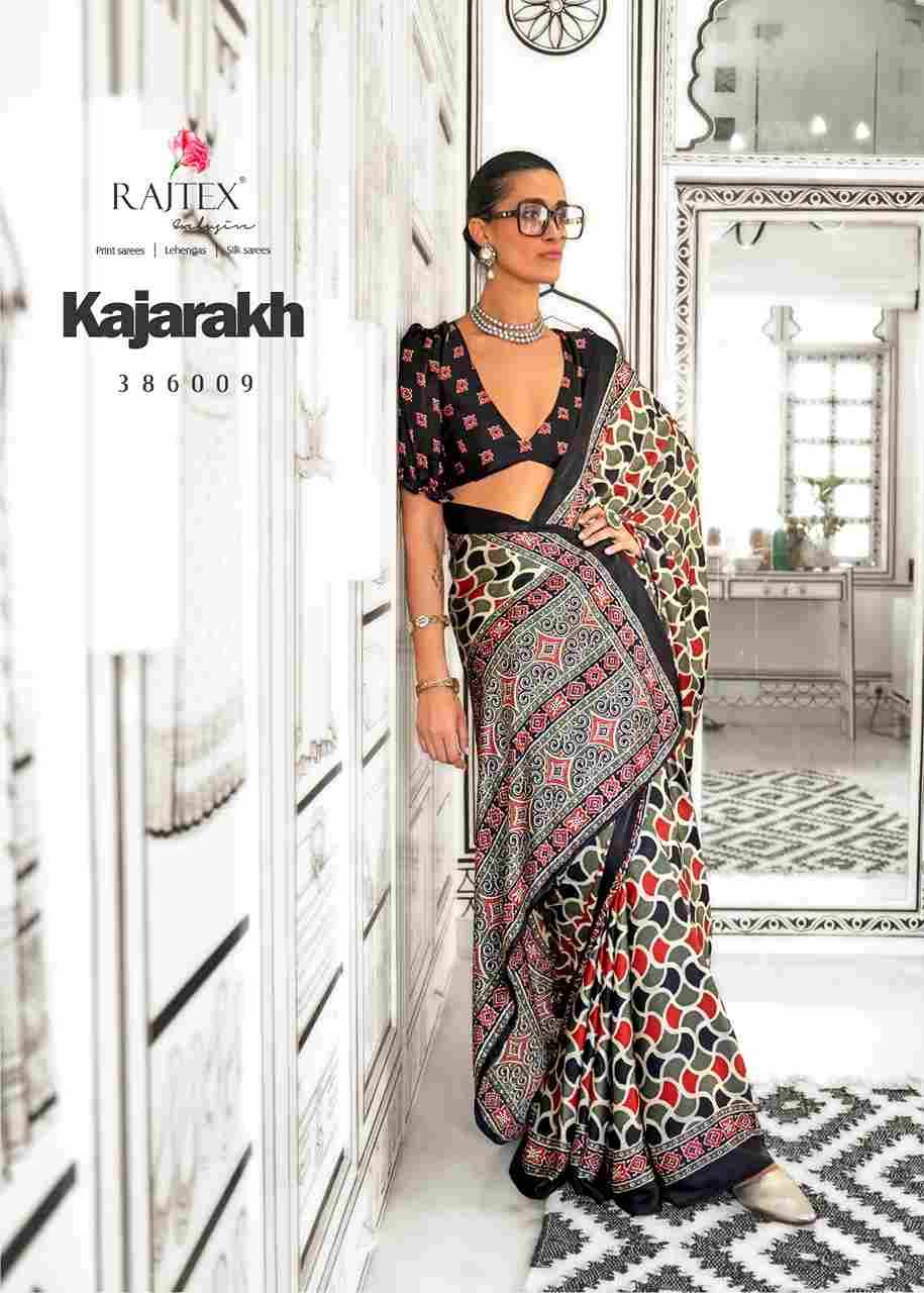 Kajarakh By Raj Tex 386001 To 386010 Series Indian Traditional Wear Collection Beautiful Stylish Fancy Colorful Party Wear & Occasional Wear Satin Crepe Sarees At Wholesale Price