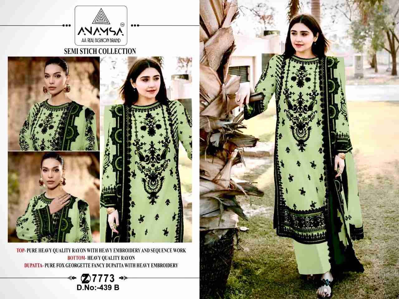 Anamsa Hit Design 439 Colours By Fashid Wholesale 439-A To 439-D Series Beautiful Pakistani Suits Colorful Stylish Fancy Casual Wear & Ethnic Wear Pure Rayon Embroidered Dresses At Wholesale Price