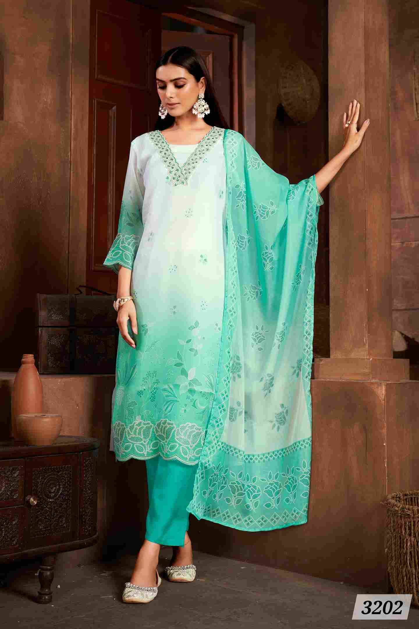 Ice Blue By Sokiro Style 3201 To 3205 Series Beautiful Festive Suits Colorful Stylish Fancy Casual Wear & Ethnic Wear Pure Organza Dresses At Wholesale Price