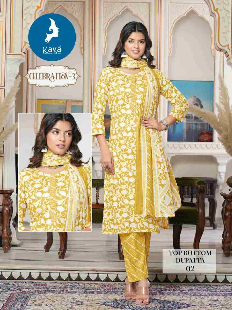 Celebration Vol-3 By Kaya 01 To 08 Series Beautiful Festive Suits Colorful Stylish Fancy Casual Wear & Ethnic Wear Cotton Dresses At Wholesale Price