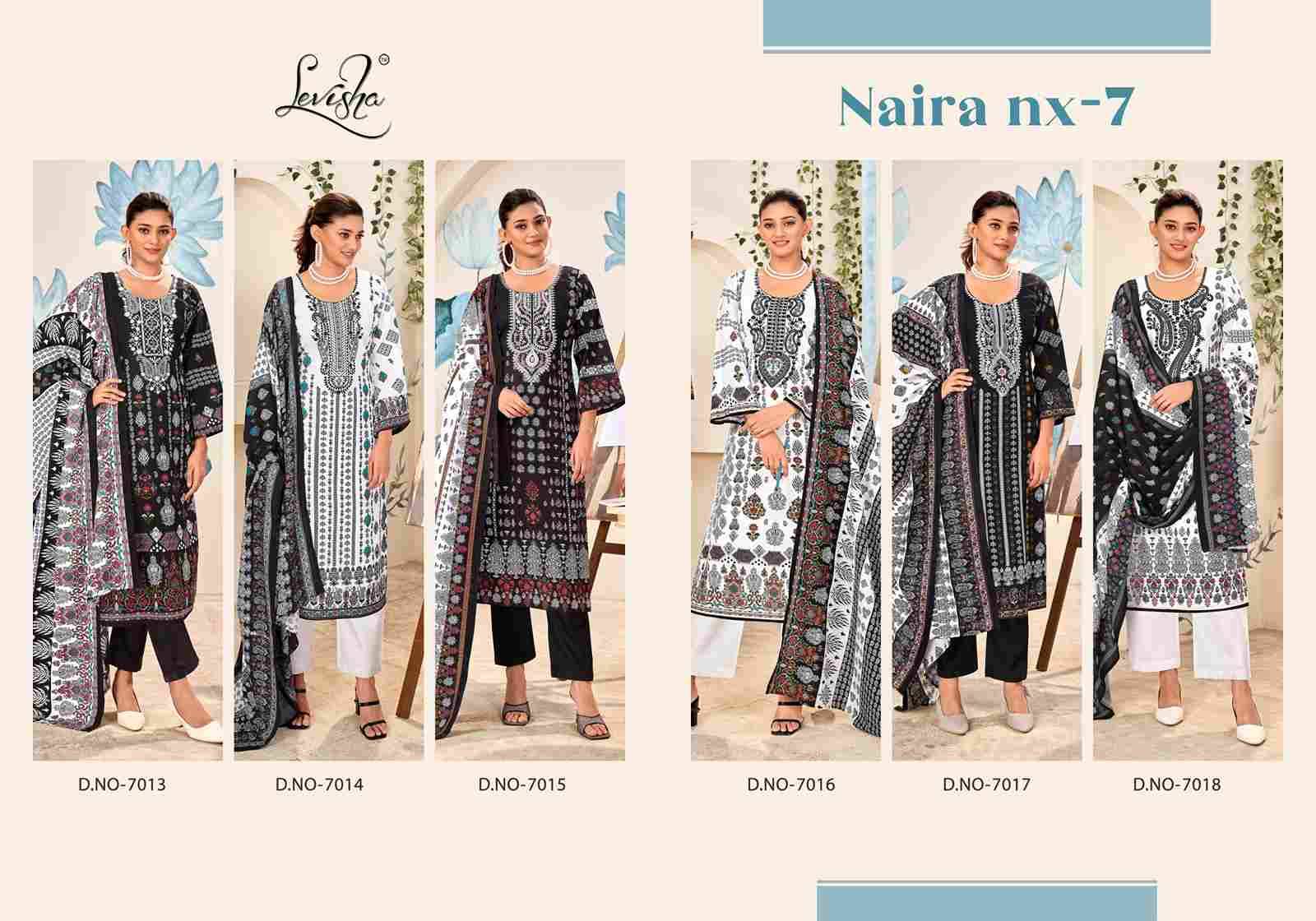 Naira Nx Vol-7 By Levisha 7013 To 7018 Series Festive Suits Beautiful Fancy Colorful Stylish Party Wear & Occasional Wear Cambric Lawn Cotton Print Dresses At Wholesale Price