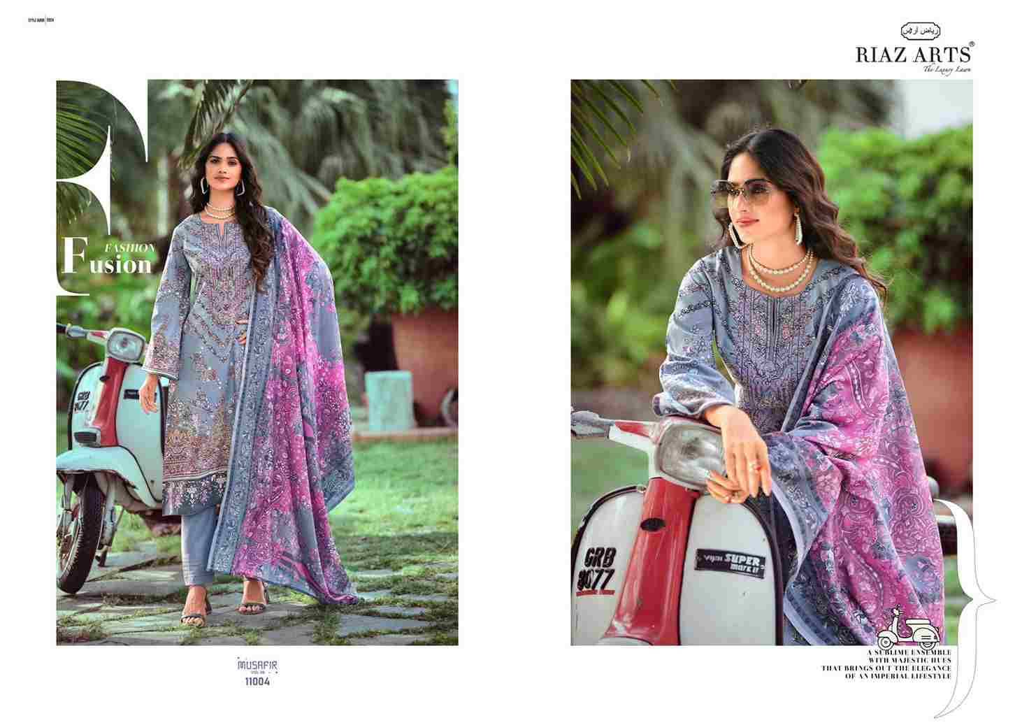 Musafir Vol-9 By Riaz Arts 11001 To 11006 Series Wholesale Designer Pakistani Suits Collection Beautiful Stylish Fancy Colorful Party Wear & Occasional Wear Pure Lawn Cambric With Embroidered Dresses At Wholesale Price