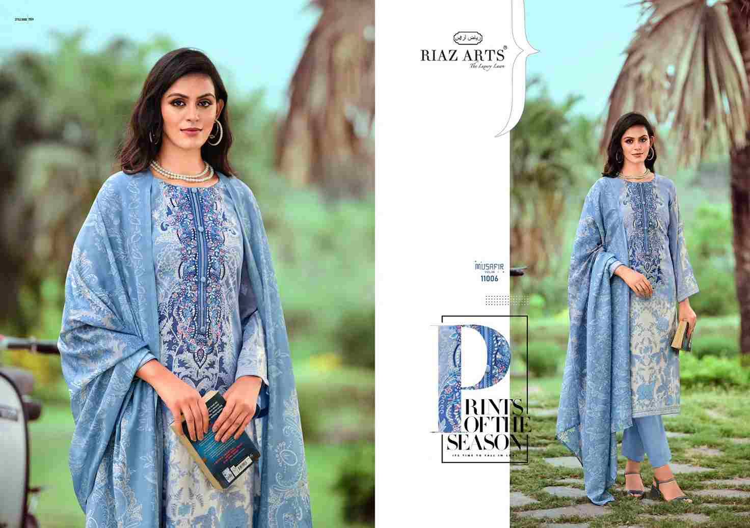 Musafir Vol-9 By Riaz Arts 11001 To 11006 Series Wholesale Designer Pakistani Suits Collection Beautiful Stylish Fancy Colorful Party Wear & Occasional Wear Pure Lawn Cambric With Embroidered Dresses At Wholesale Price