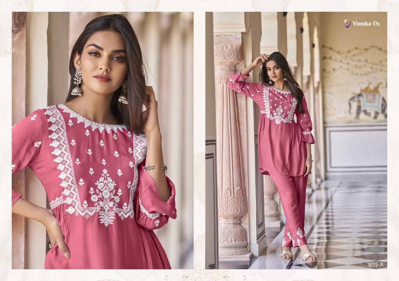 Vintage Super Hit By Vamika 905-A To 905-E Series Designer Stylish Fancy Colorful Beautiful Party Wear & Ethnic Wear Collection Heavy Rayon Co-Ord At Wholesale Price