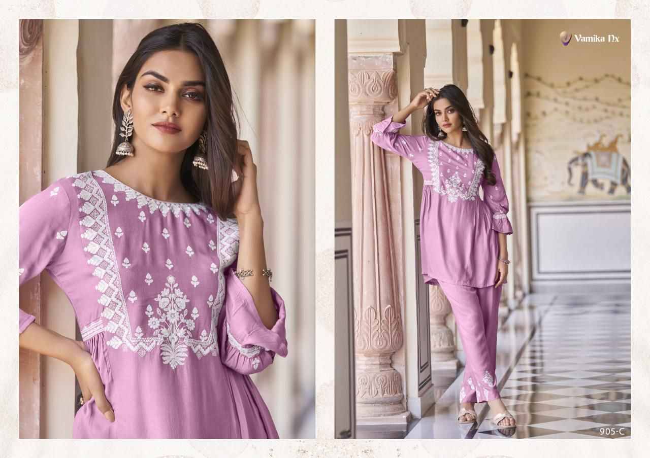 Vintage Super Hit By Vamika 905-A To 905-E Series Designer Stylish Fancy Colorful Beautiful Party Wear & Ethnic Wear Collection Heavy Rayon Co-Ord At Wholesale Price