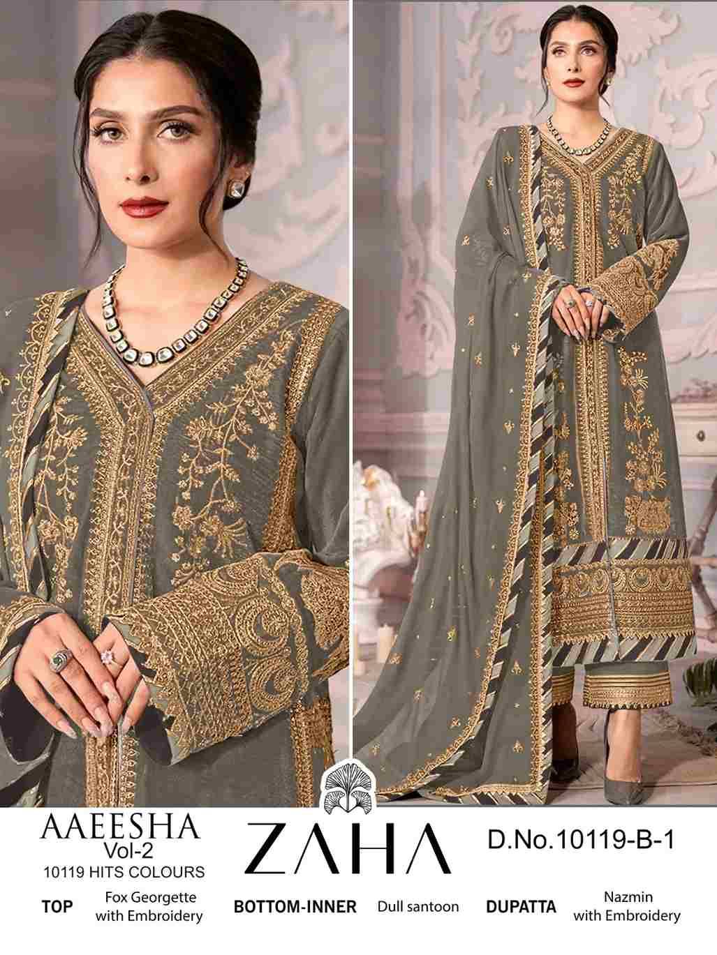 Aaeesha Vol-2 By Zaha 10119-B-1 To 10119-B-4 Series Beautiful Pakistani Suits Colorful Stylish Fancy Casual Wear & Ethnic Wear Faux Georgette Dresses At Wholesale Price