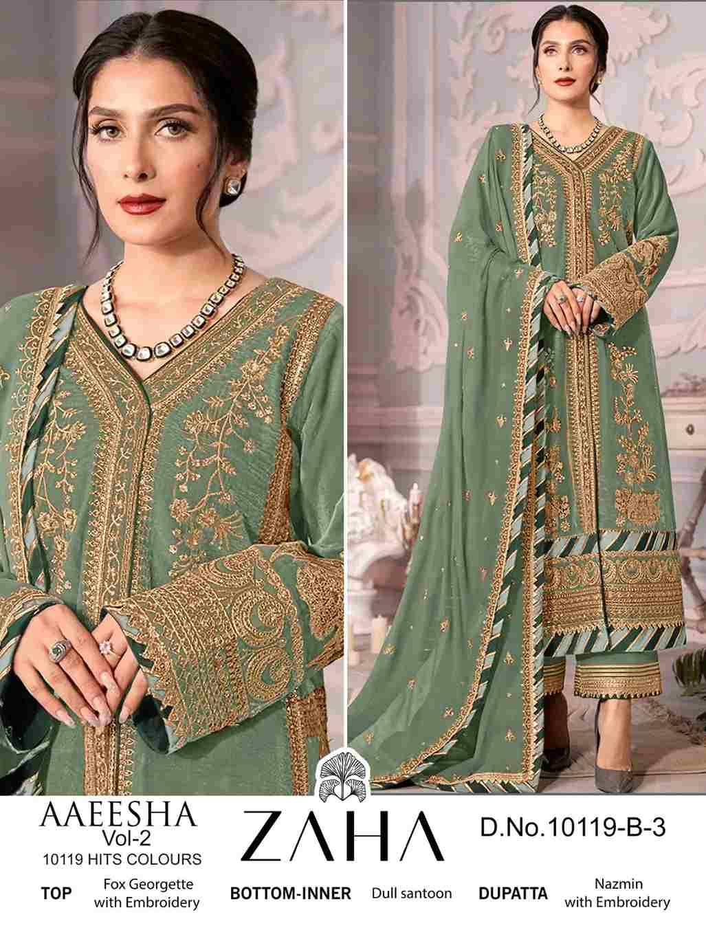 Aaeesha Vol-2 By Zaha 10119-B-1 To 10119-B-4 Series Beautiful Pakistani Suits Colorful Stylish Fancy Casual Wear & Ethnic Wear Faux Georgette Dresses At Wholesale Price