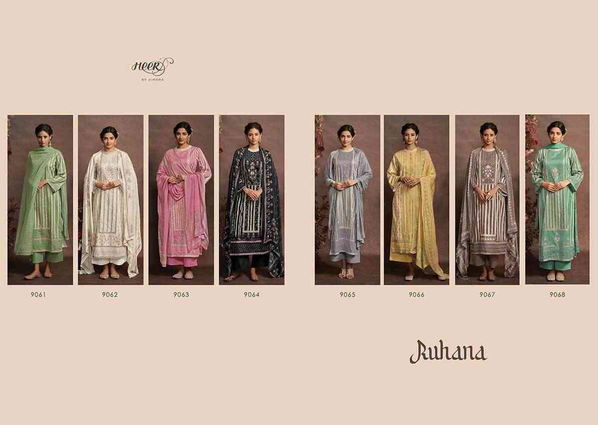 Ruhana By Kimora Fashion 9061 To 9068 Series Festive Suits Beautiful Fancy Colorful Stylish Party Wear & Occasional Wear Pure Cotton Satin Dresses At Wholesale Price