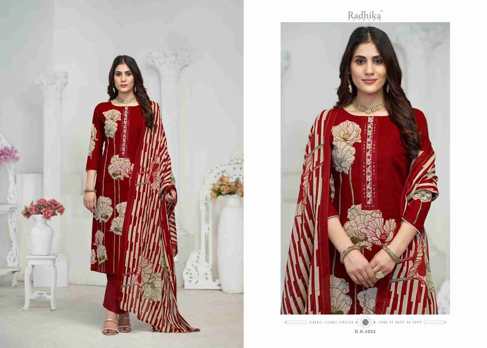 Flower Valley By Azara 4001 To 4002 Series Beautiful Stylish Festive Suits Fancy Colorful Casual Wear & Ethnic Wear & Ready To Wear Cambric Cotton Print Dresses At Wholesale Price