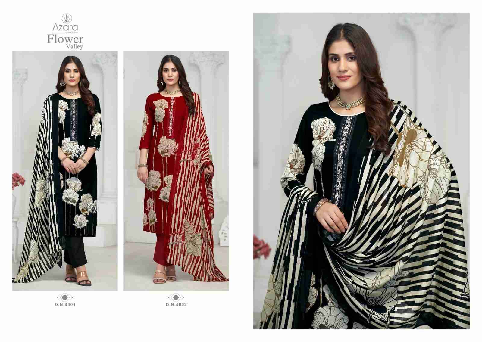 Flower Valley By Azara 4001 To 4002 Series Beautiful Stylish Festive Suits Fancy Colorful Casual Wear & Ethnic Wear & Ready To Wear Cambric Cotton Print Dresses At Wholesale Price