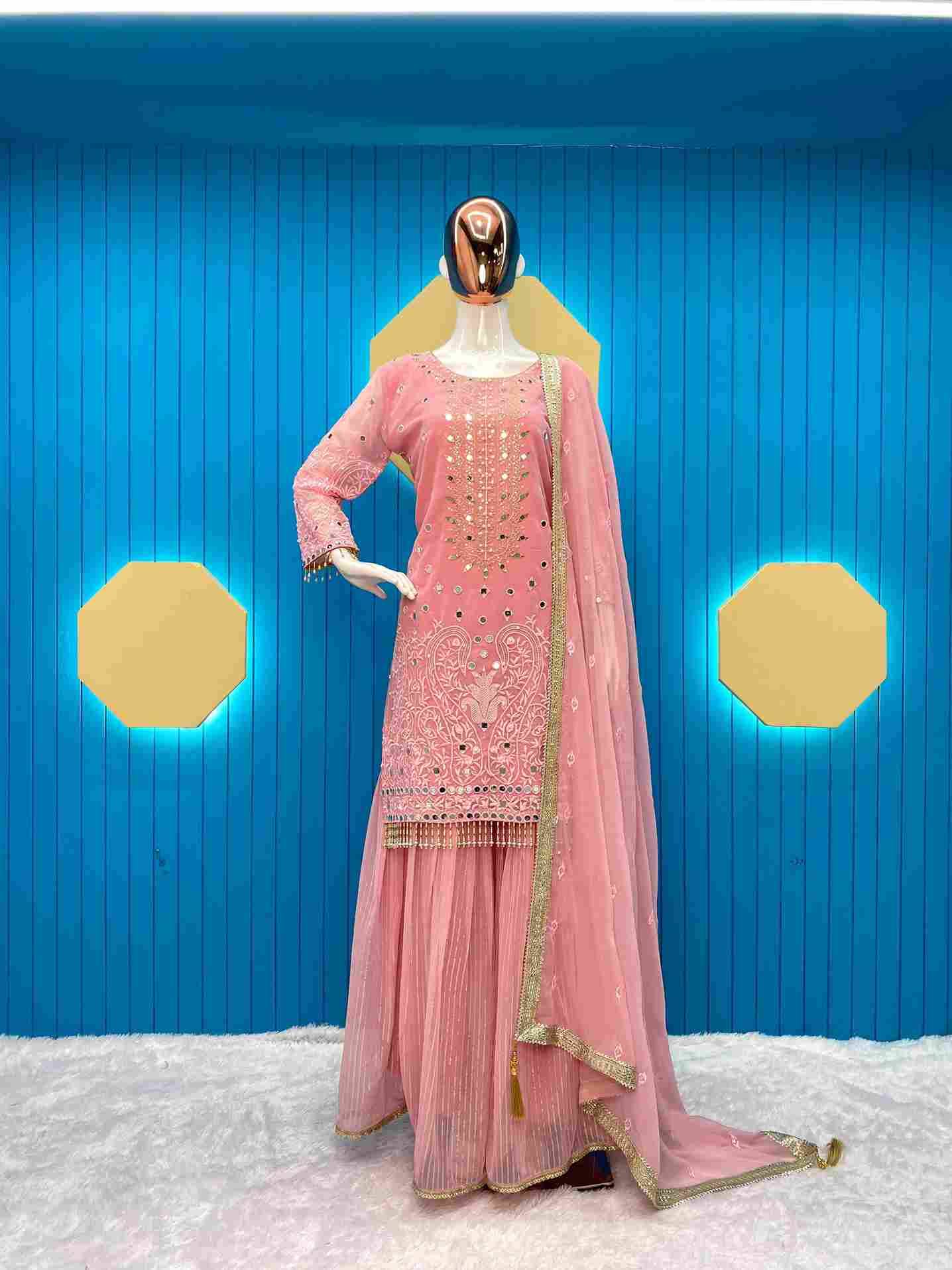 L-1853 By Fashid Wholesale 01 To 03 Series Beautiful Sharara Suits Colorful Stylish Fancy Casual Wear & Ethnic Wear Faux Georgette Dresses At Wholesale Price