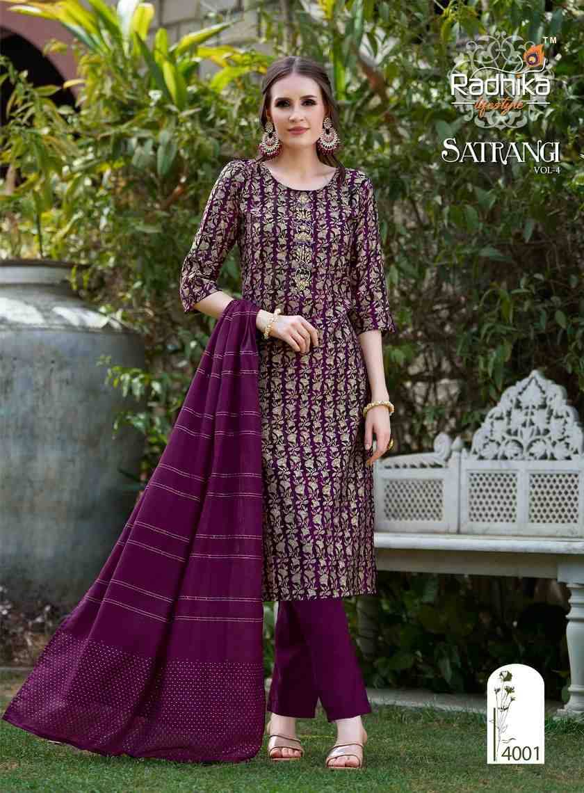 Satrangi Vol-4 By Radhika Lifestyle 4001 To 4006 Series Beautiful Festive Suits Colorful Stylish Fancy Casual Wear & Ethnic Wear Modal Chanderi Dresses At Wholesale Price