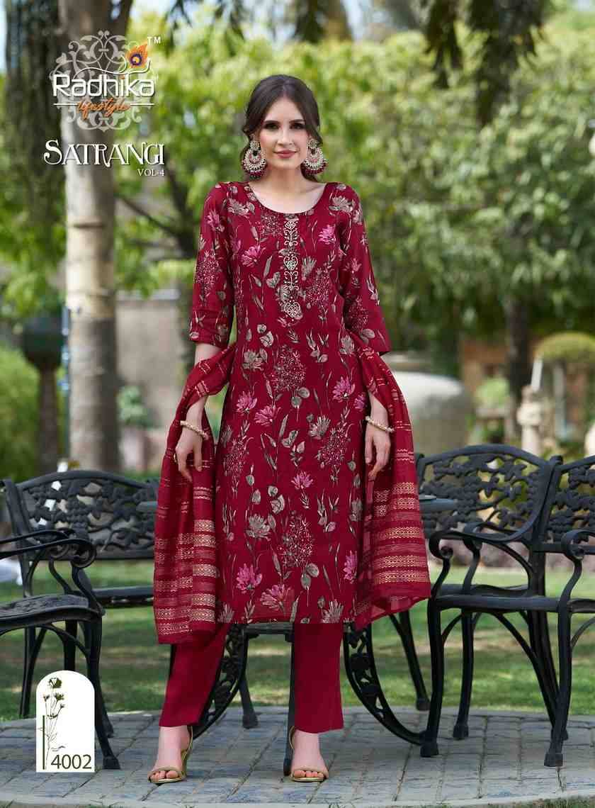 Satrangi Vol-4 By Radhika Lifestyle 4001 To 4006 Series Beautiful Festive Suits Colorful Stylish Fancy Casual Wear & Ethnic Wear Modal Chanderi Dresses At Wholesale Price