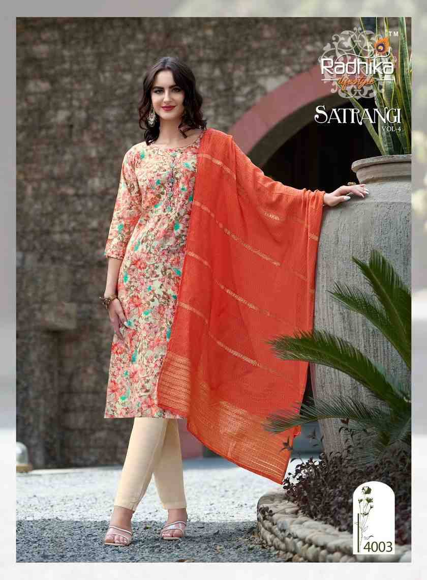 Satrangi Vol-4 By Radhika Lifestyle 4001 To 4006 Series Beautiful Festive Suits Colorful Stylish Fancy Casual Wear & Ethnic Wear Modal Chanderi Dresses At Wholesale Price